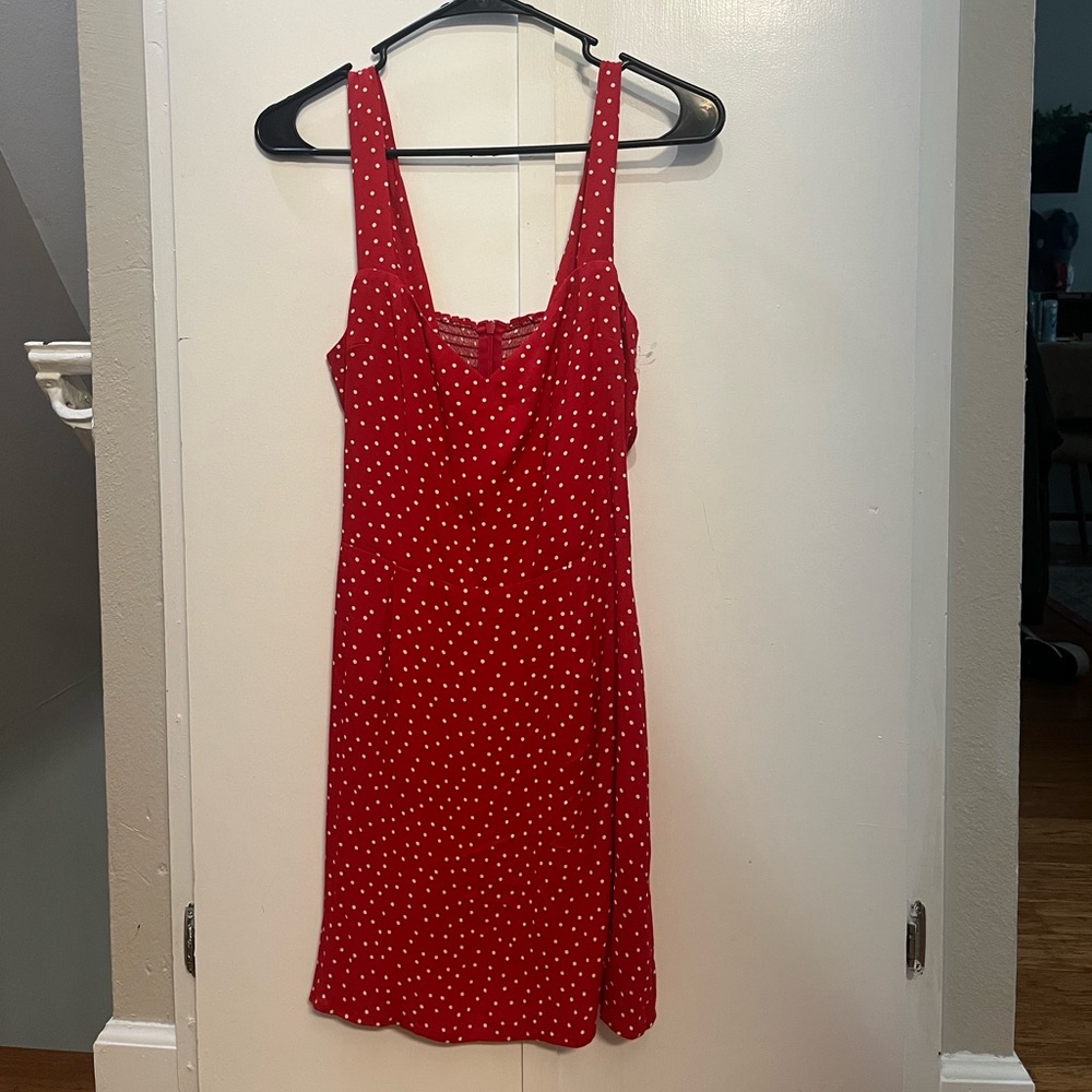 Reformation Scarlet Mini Dress with White Dots